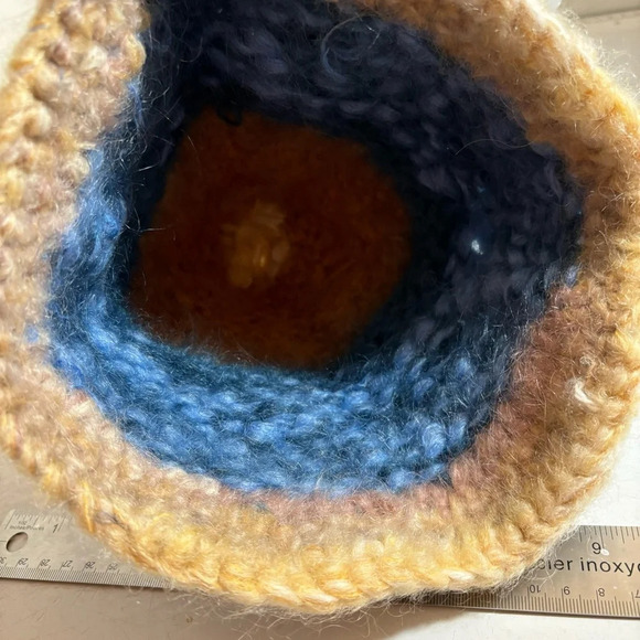 Vintage hand-knit winter ski snowboard fuzzy warm wool toque hat beanie - Picture 6 of 8